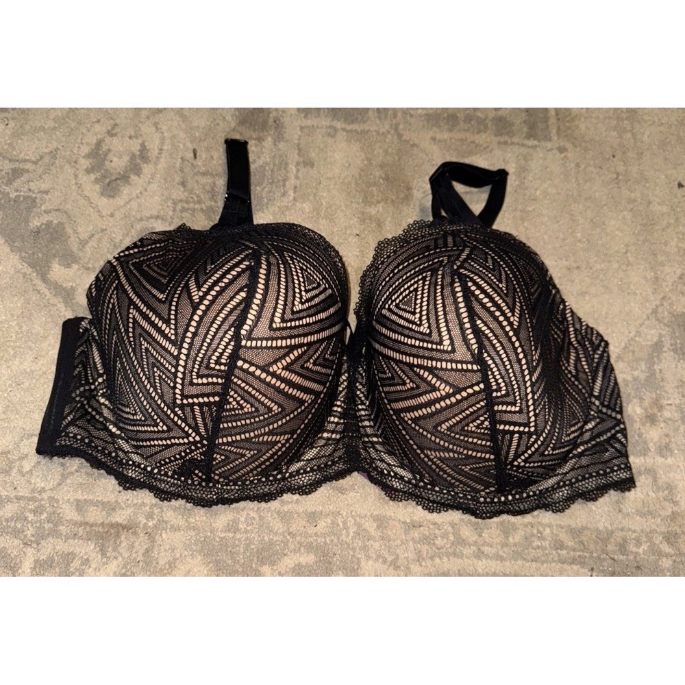 Adore Me 44DDD Bra Black Lace Balconette Underwire Back Closure Lined NEW‎